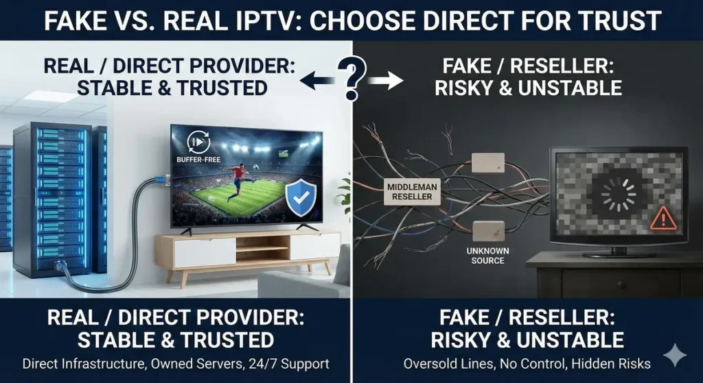 Direct vs. Reseller: Why a Premium IPTV Provider is the Only Safe Choice